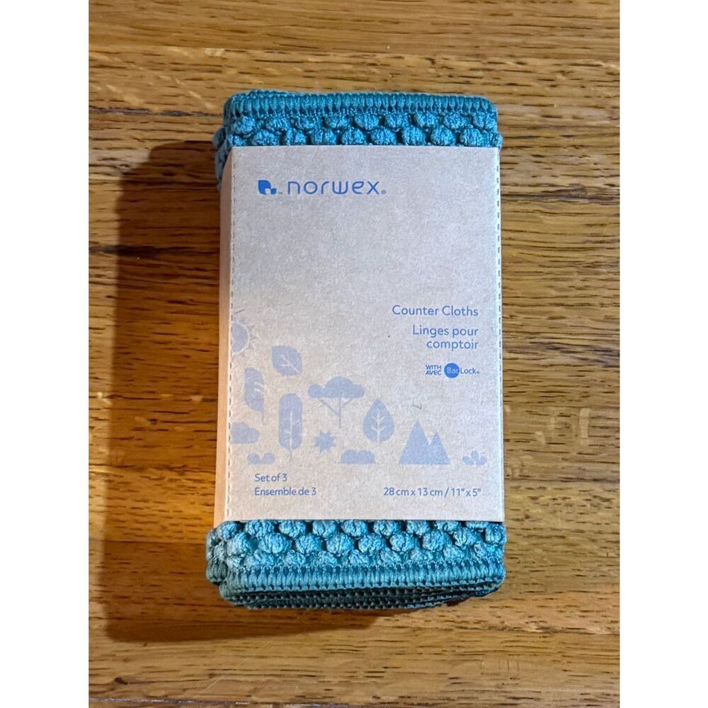 Norwex Counter Cloths in Forest Set of 3 NWT